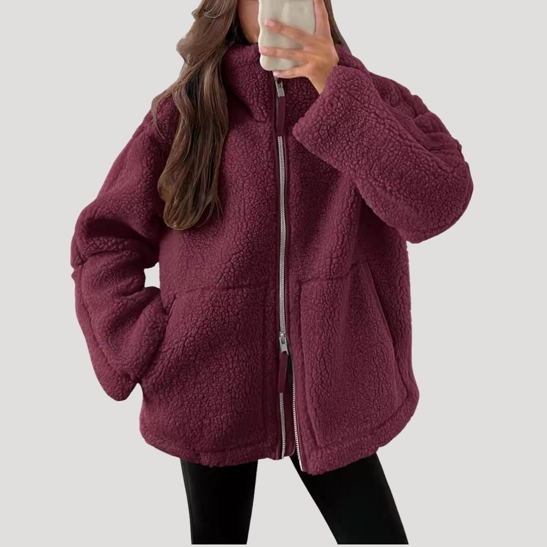WW | Damen Teddy Reißverschluss Fleece Jacke Winter Kleidung