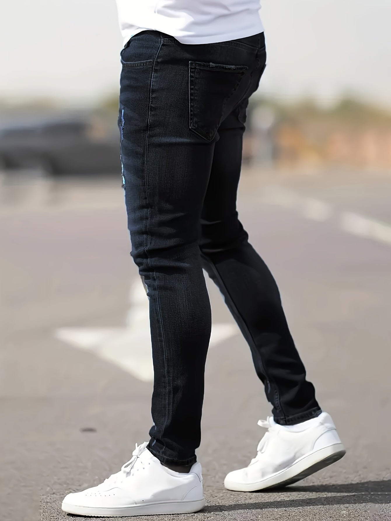 WW | Skinny Fit Jeans with Rips - Stretch Denim Pants for Everyday & Streetwear Style
