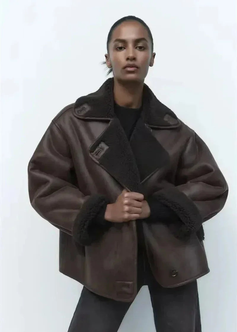 WW | Stil Doppeltseitige Kunstlederjacke
