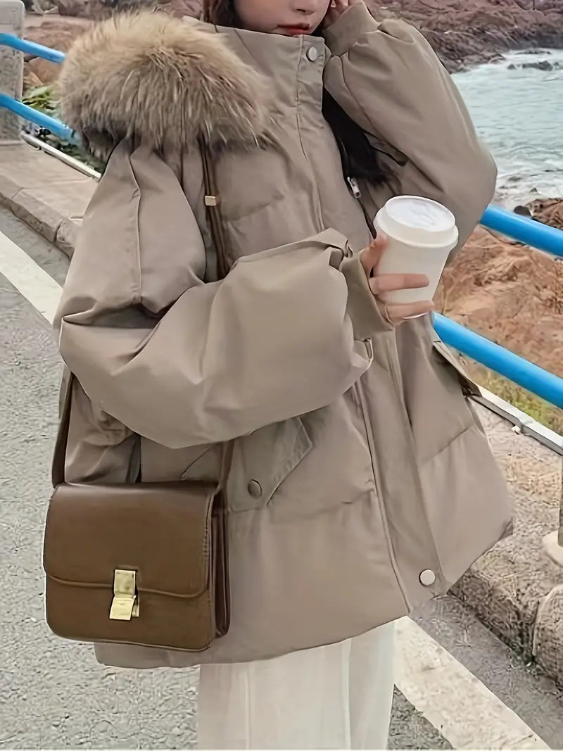 WW | Winter oversized Mantel für Frauen mit Pelzkragen