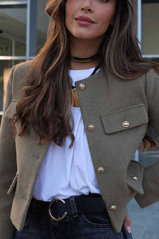 WW | Hals Einfarbig Einreiher Jacke