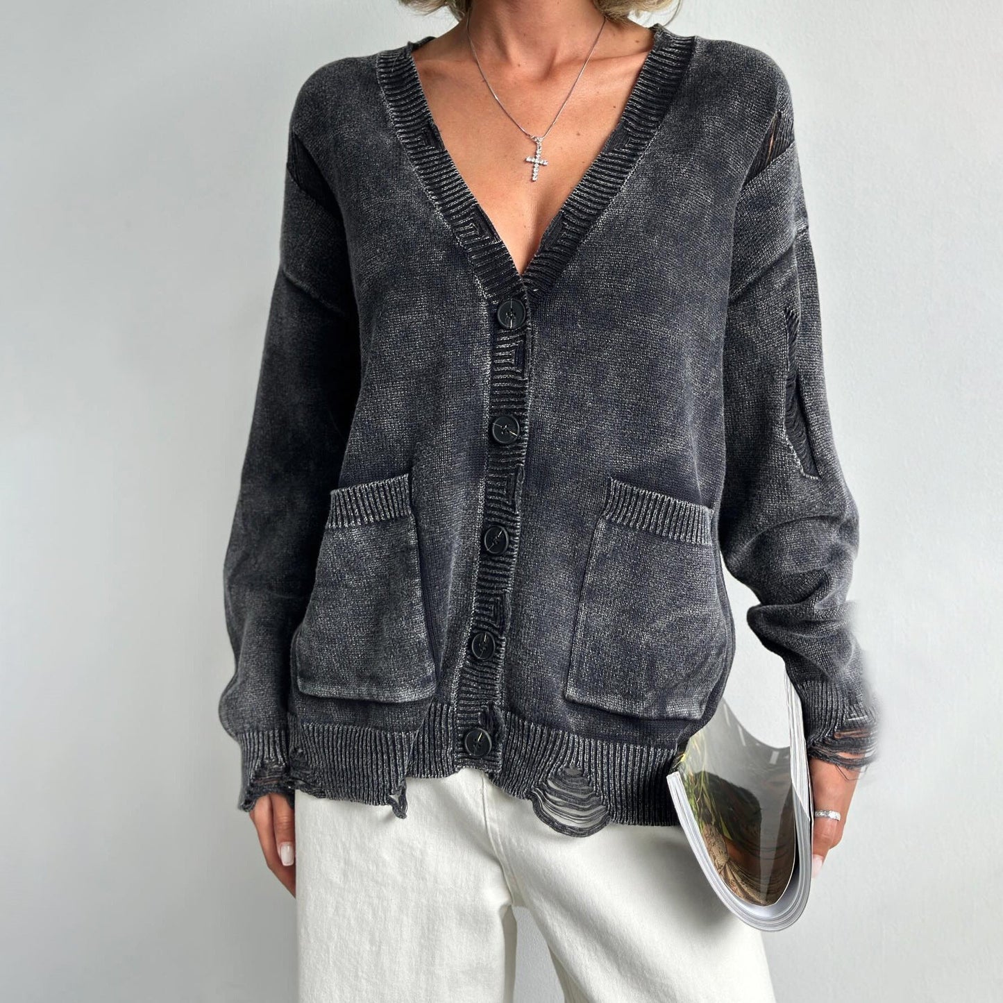 WW | Washed Knit Cardigan for Women