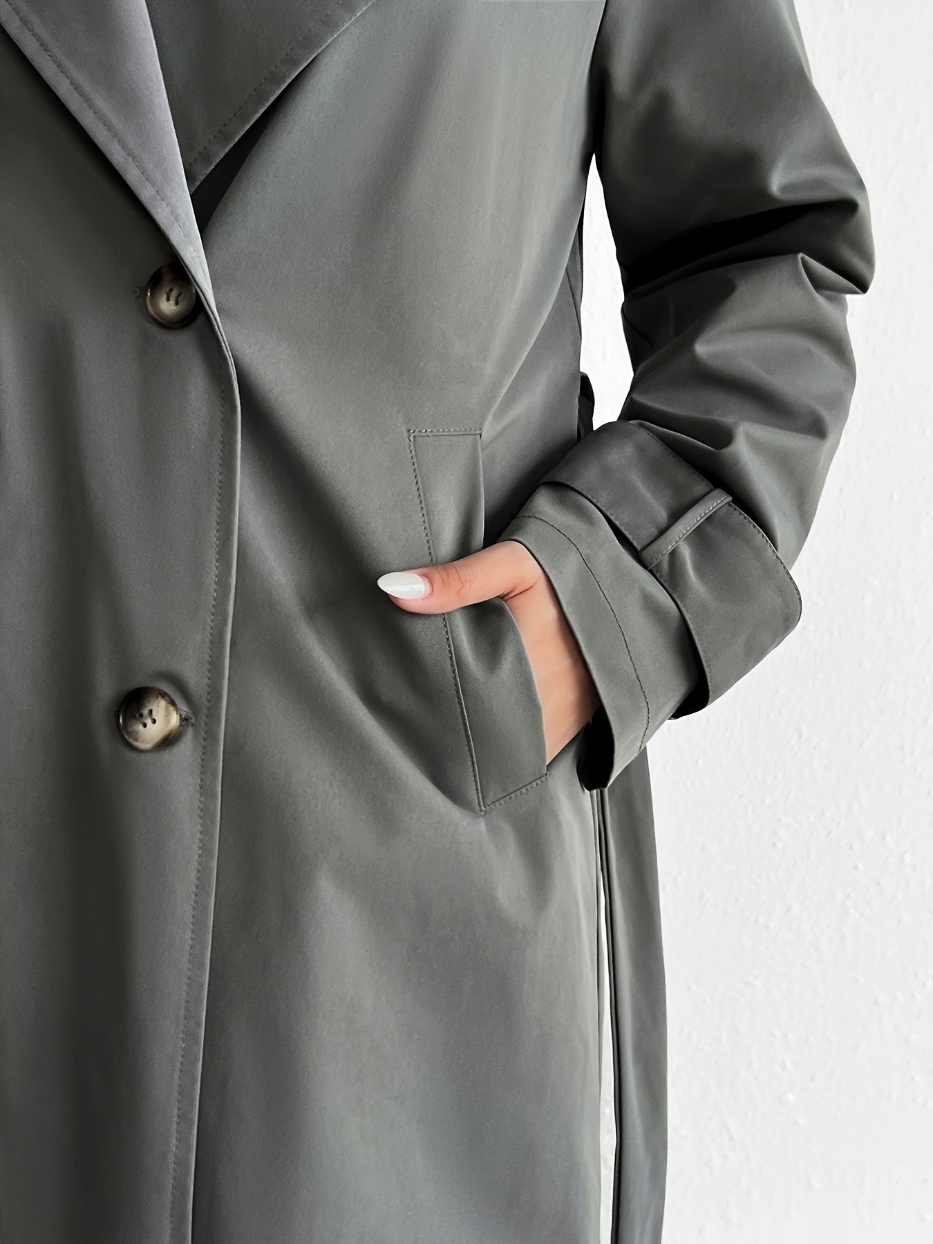 WW | einfarbiger Trenchcoat mit Gürtel für Damen - Perfekt für legere Tage