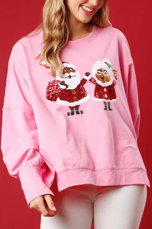 WW | Weihnachtsmann Pailletten Lässig Lockere Lange Ärmel Sweatshirt