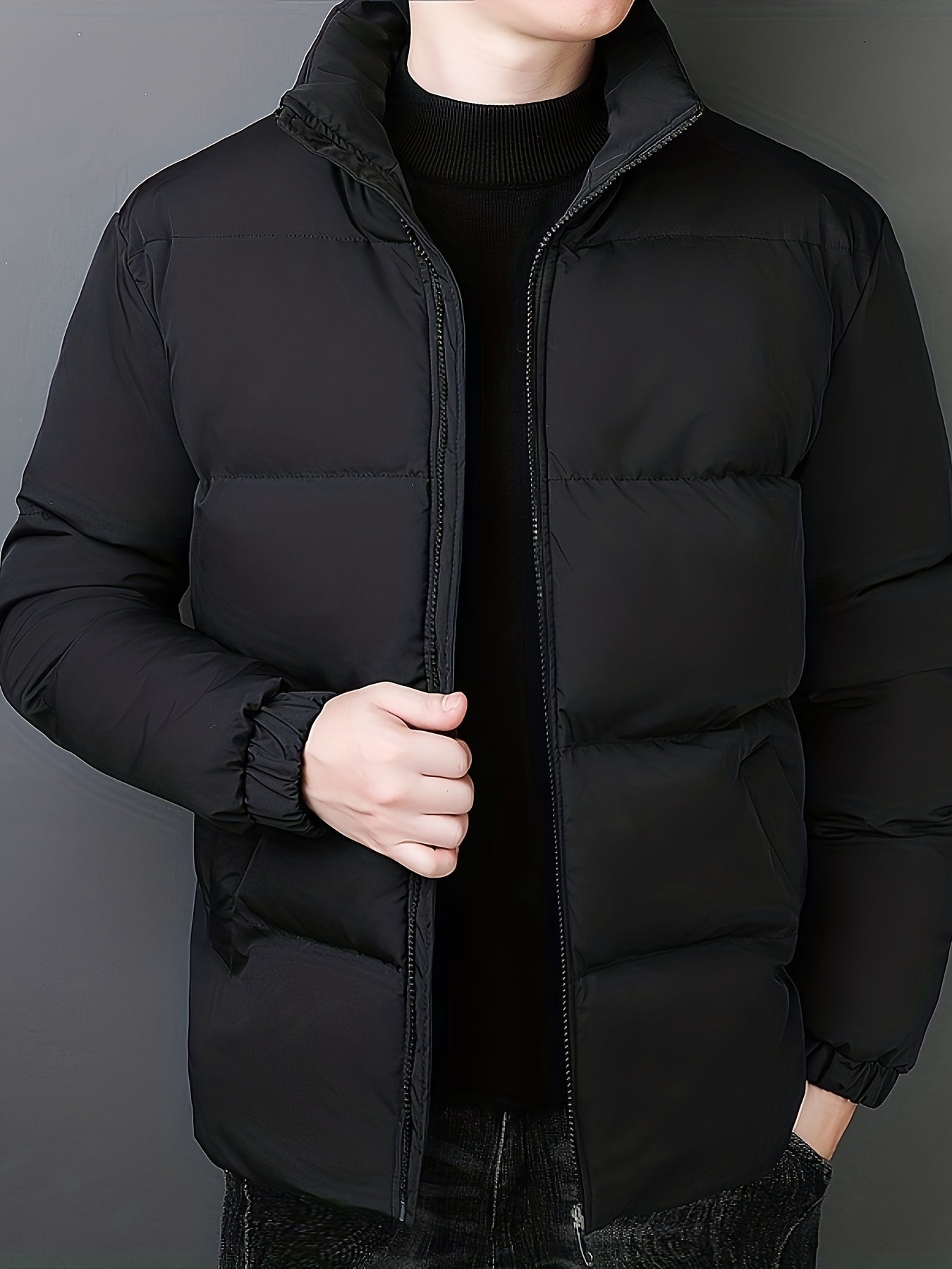WW | Winter Quilted Jacket with Zipper - Lined Windproof Puffer Jacket for Cold Days