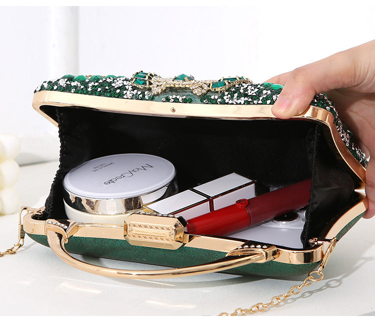WW Metallic Handcrafted Diamond-Inlaid Evening Bag