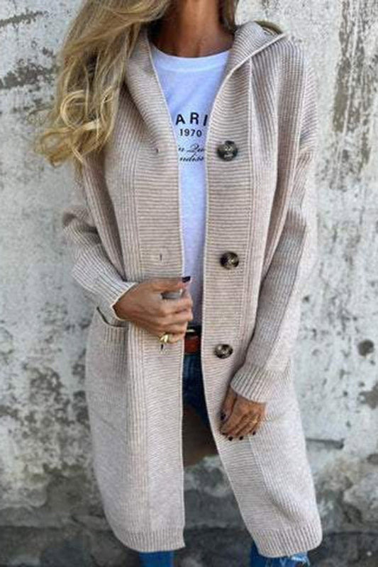 WW | Lässiger Herbst Strickcardigan mit Kapuze für Frauen