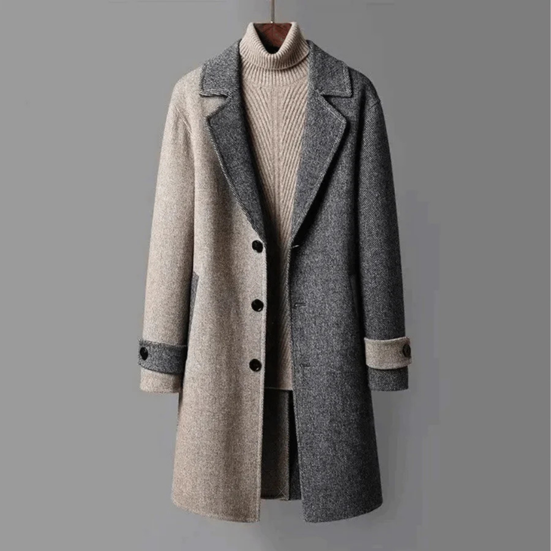 WW | Frauen Elegante Zweifarbige Lange Jacke Klassischer Stil