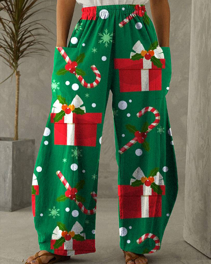 WW | Christmas Print Casual Trousers