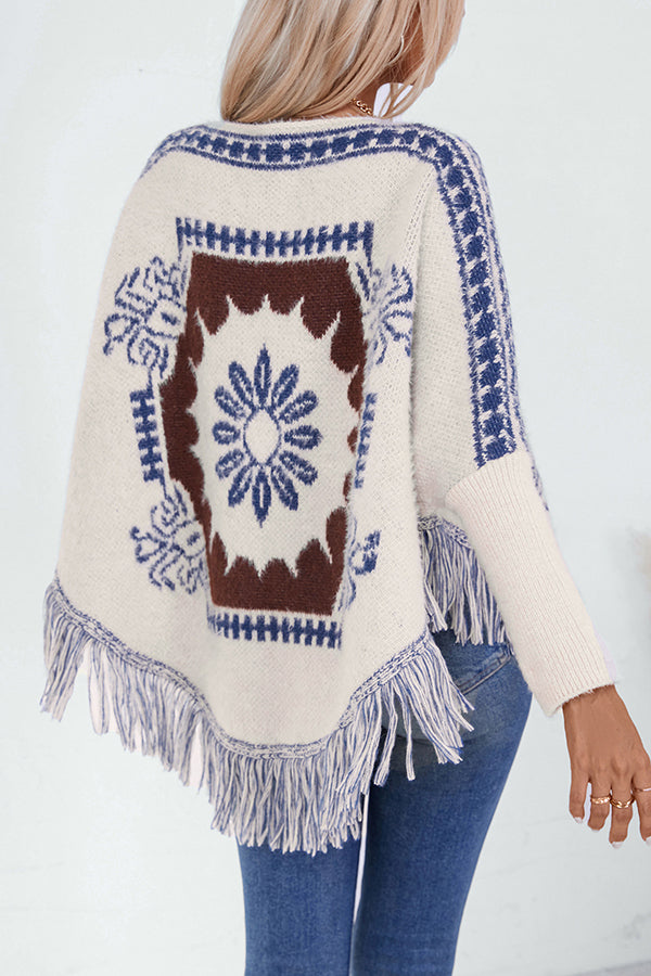WW | Boho knit sweater with tassel hem