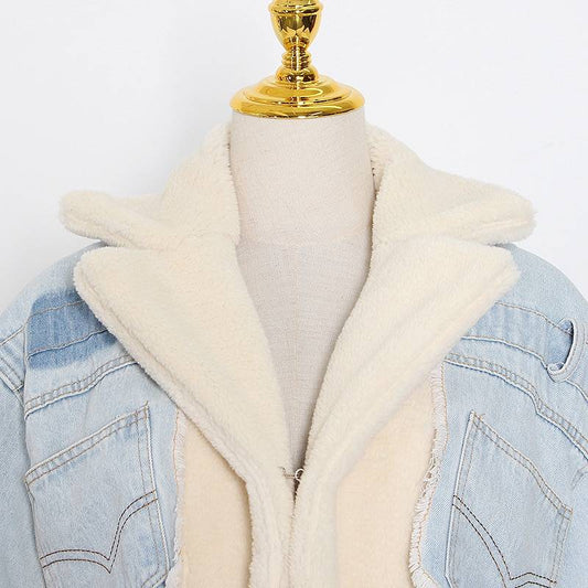 WW | Sherpa-Lined Denim Jacket - Shorter Fit - Winter Casual Style
