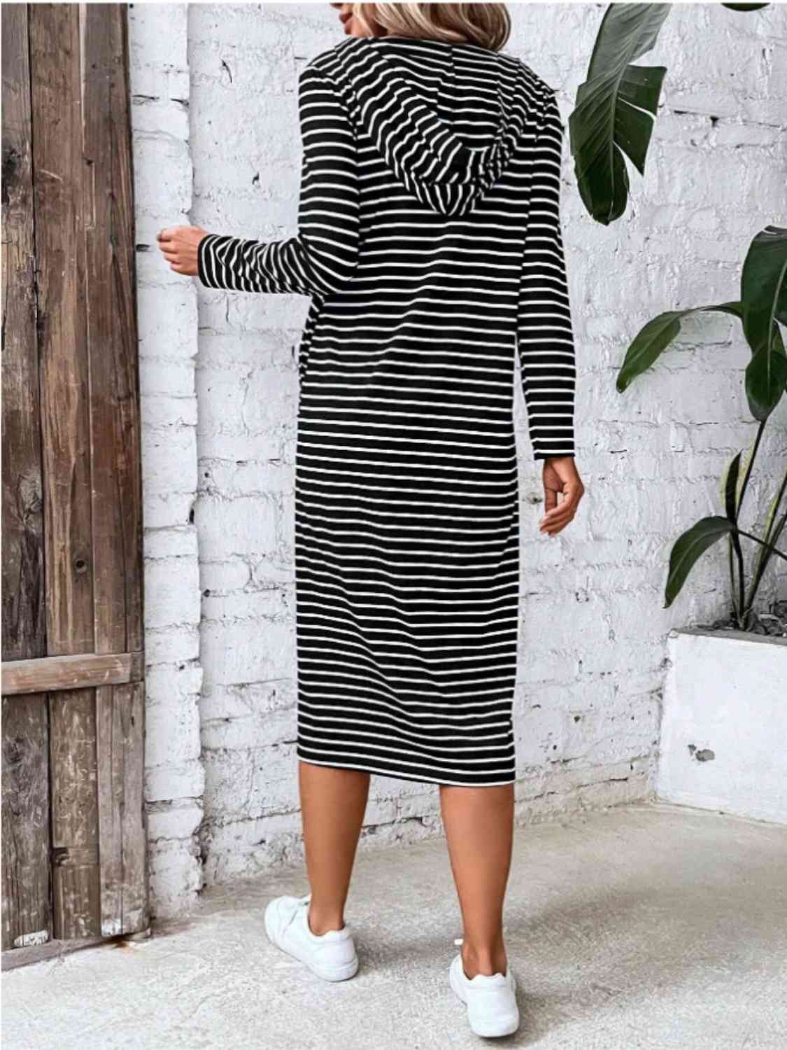 WW | Striped Zip-Front Hoodie Dress