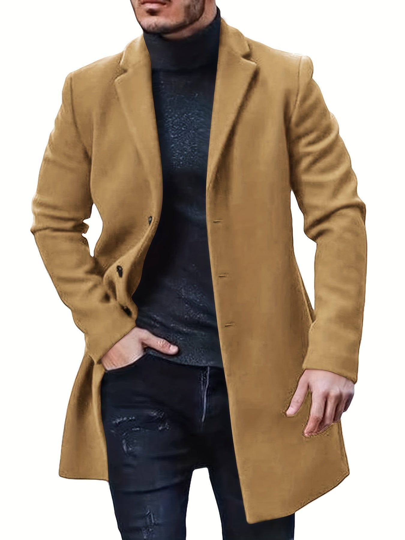 WW | Mid-Length Button-Down Trench Coat For Men - Perfect for WW | Days
