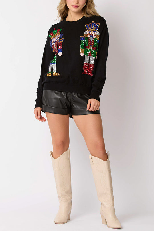 WW | Weihnachtssoldat Pailletten Mode Lässiger Sweatshirt