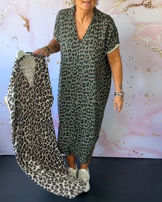 WW | Women's Relaxed Leopard Print V-Neck Dress
