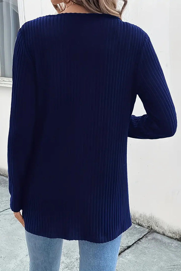 WW | Boho knit cardigan with floral trim and long sleeves