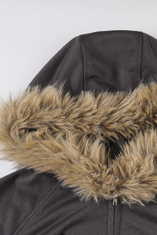 WW | Stil Sweatshirtjacke mit Pelzbesatz
