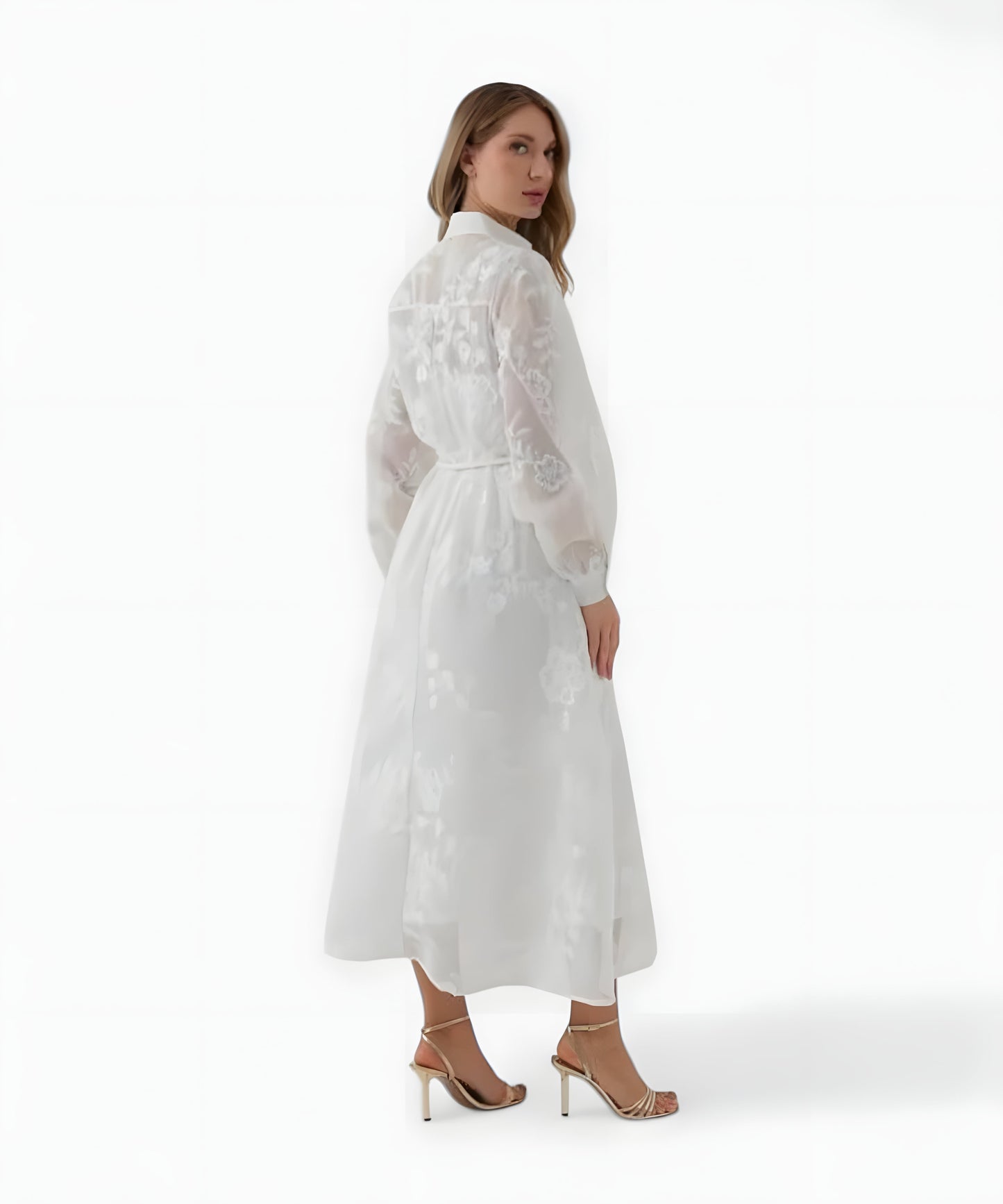 Isadora Jacquard Dress with Modern Charm - White