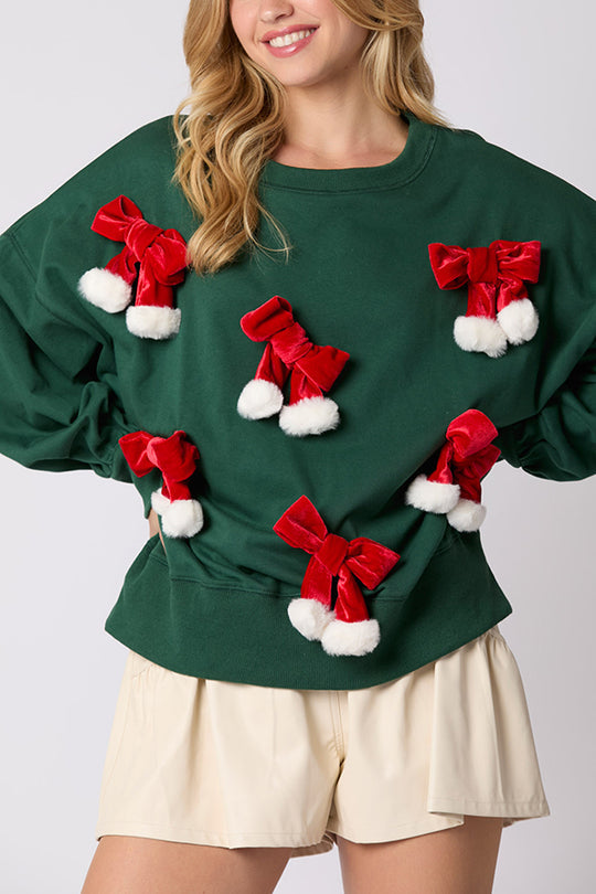 WW | Weihnachts Schleife Verziert Lässiges Langärmeliges Sweatshirt