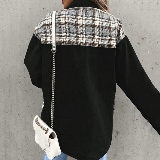WW | Elegant women's jacket with a check pattern and classic collar