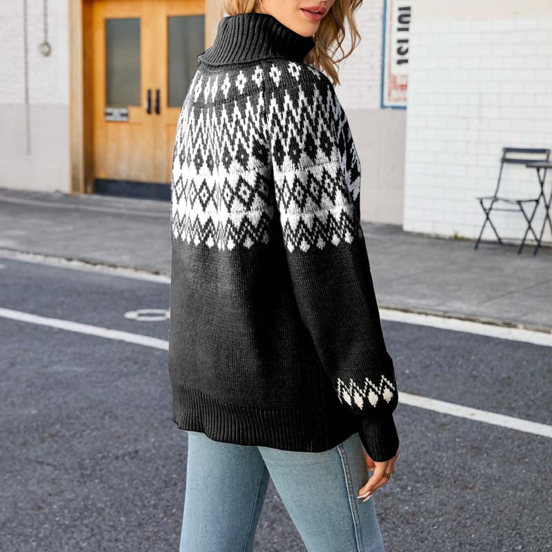 WW | Geometrischer Strickpullover mit Trendigem Muster