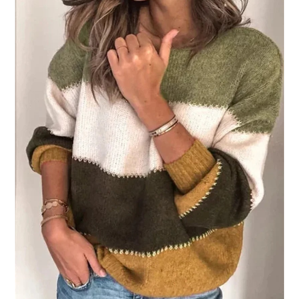 WW | Farbblock-Pullover, bequemer Pullover