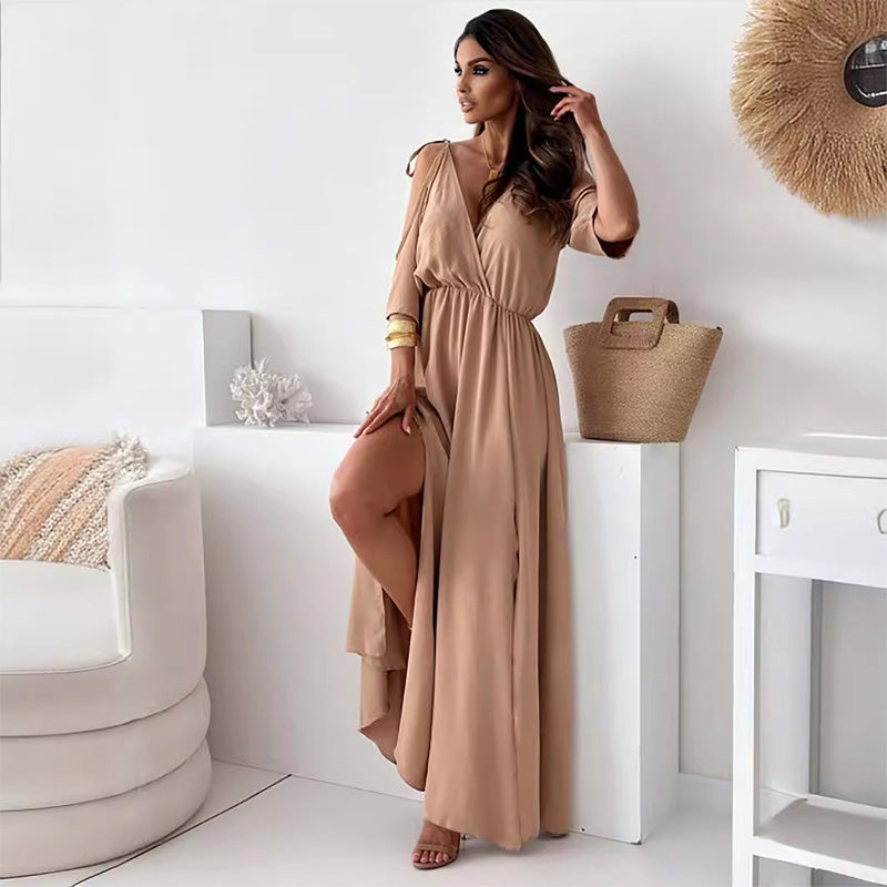 Aurora - V-Neck Bodycon Dress with Side Slit