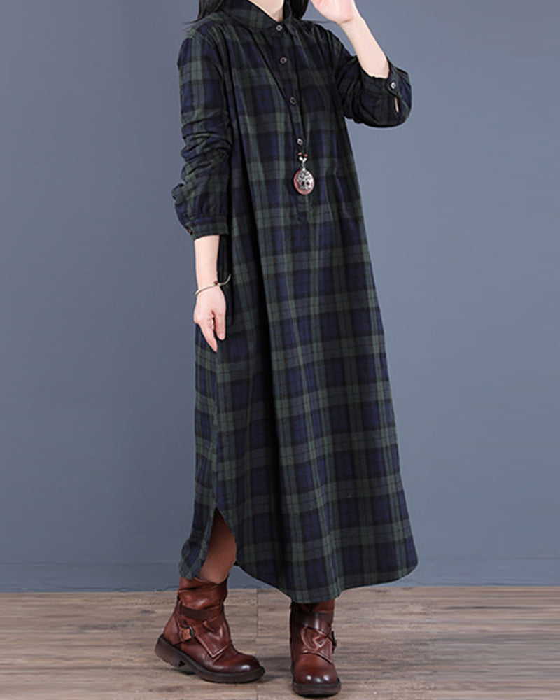 WW | Langärmliges Karo-Hemdkleid