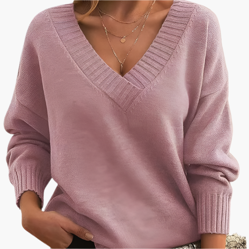 WW | V-Ausschnitt Pullover - Eleganter Strickpullover im Oversize-Stil für Alltag & Büro