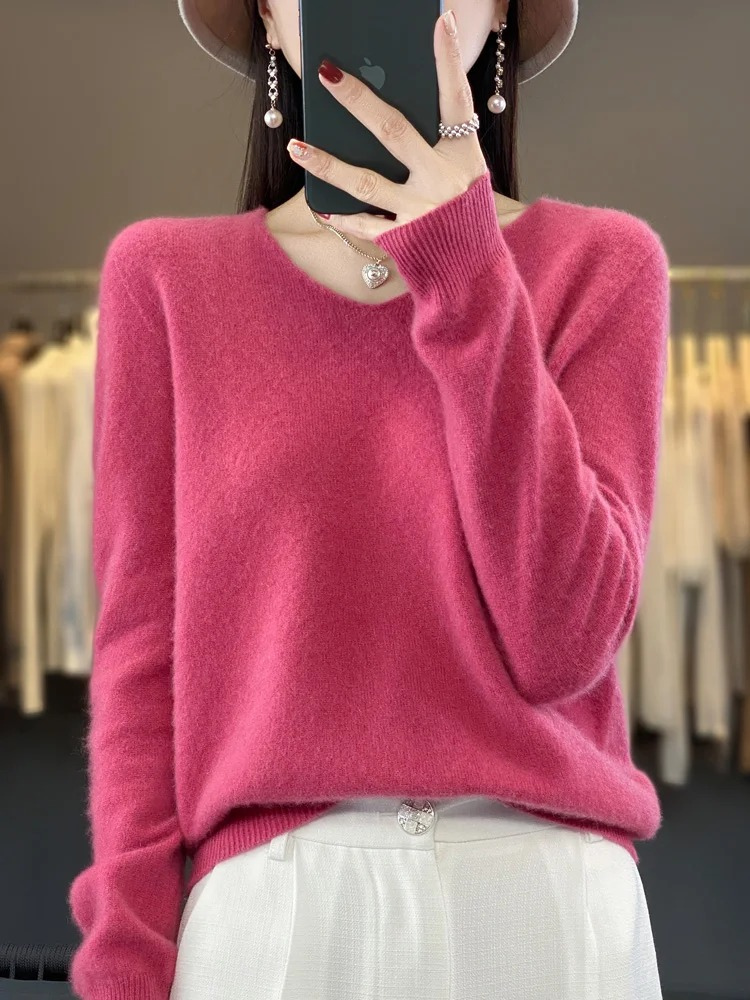 WW | Cashmere Pullover Damen Eleganter V-ausschnitt, Weich & Komfortabel
