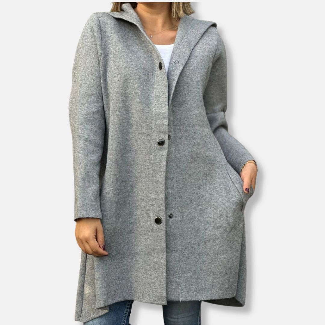 WW | Wollmischung Relaxed Fit Kapuze Druckknopfschluss mittellange