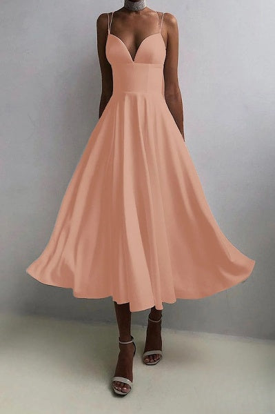 WW | elegantes Midi-Kleid mit Spaghettiträgern für besondere Anlässe