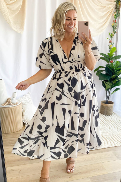 WW | Real Love Print Puff Sleeve Maxi Dress