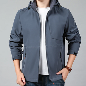 WW | Waterproof Softshell Casual Jacket with Adjustable Hood for Men - Perfect for Autumn/Winter Outdoor Activities