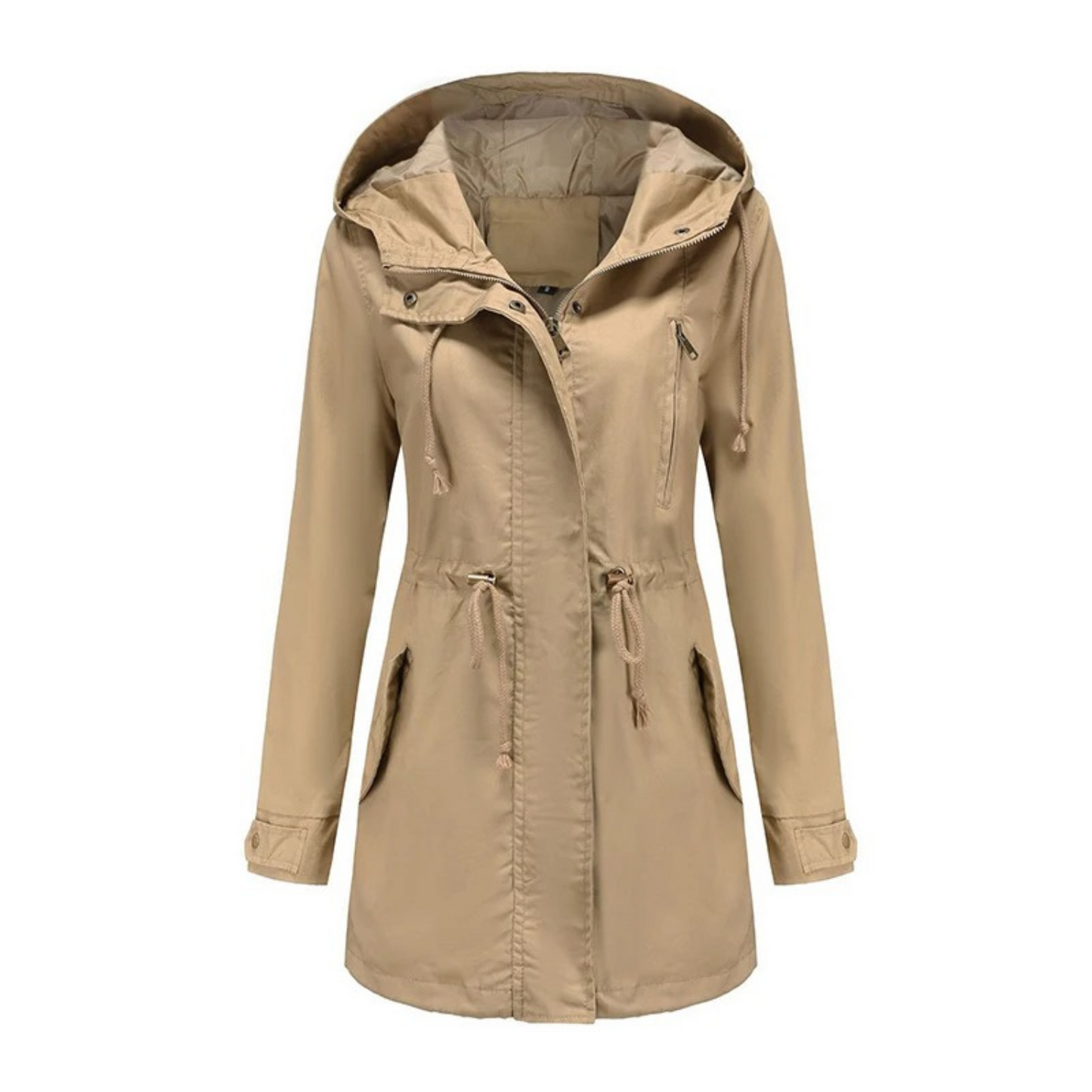 WW | Waterproof Long-Sleeved Hooded Jacket with Adjustable Drawstring