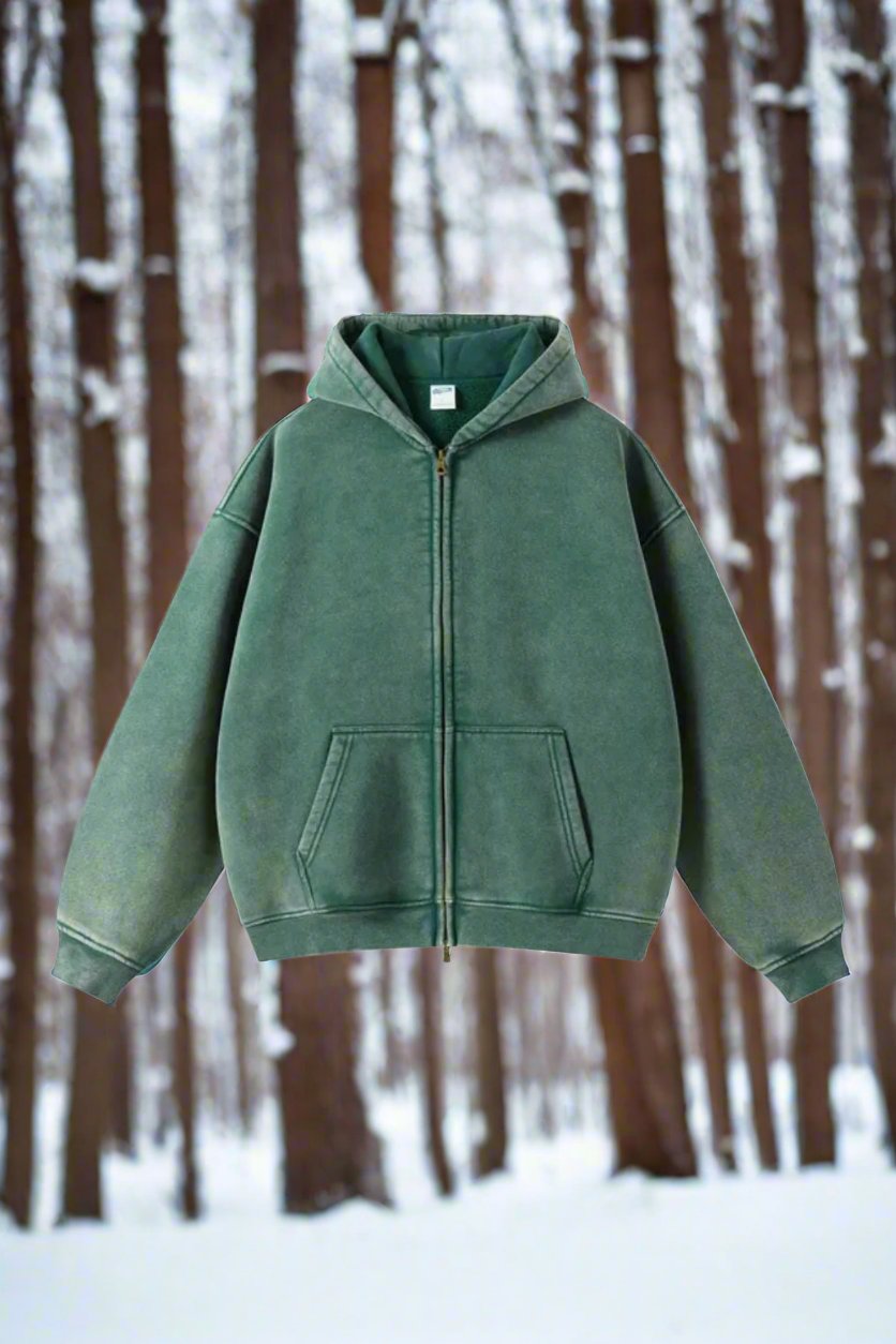 WW | Hooded Sweatshirt Zipper Ribbed Cuffs Comfortable And Warm