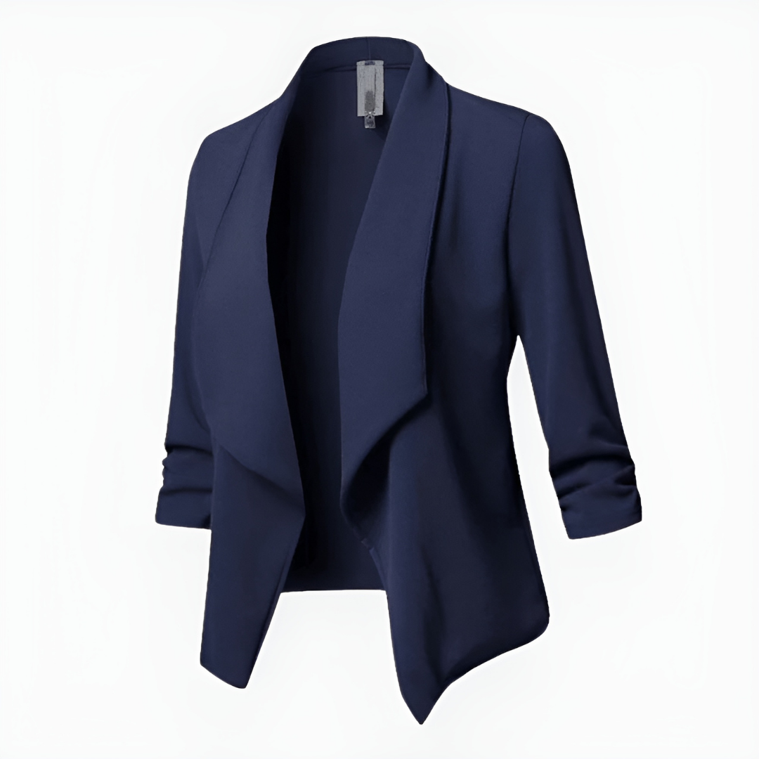 WW | Draped Offene Front-Blazer - Leichte Arbeitsjacke - 3/4 Ärmel Blazer