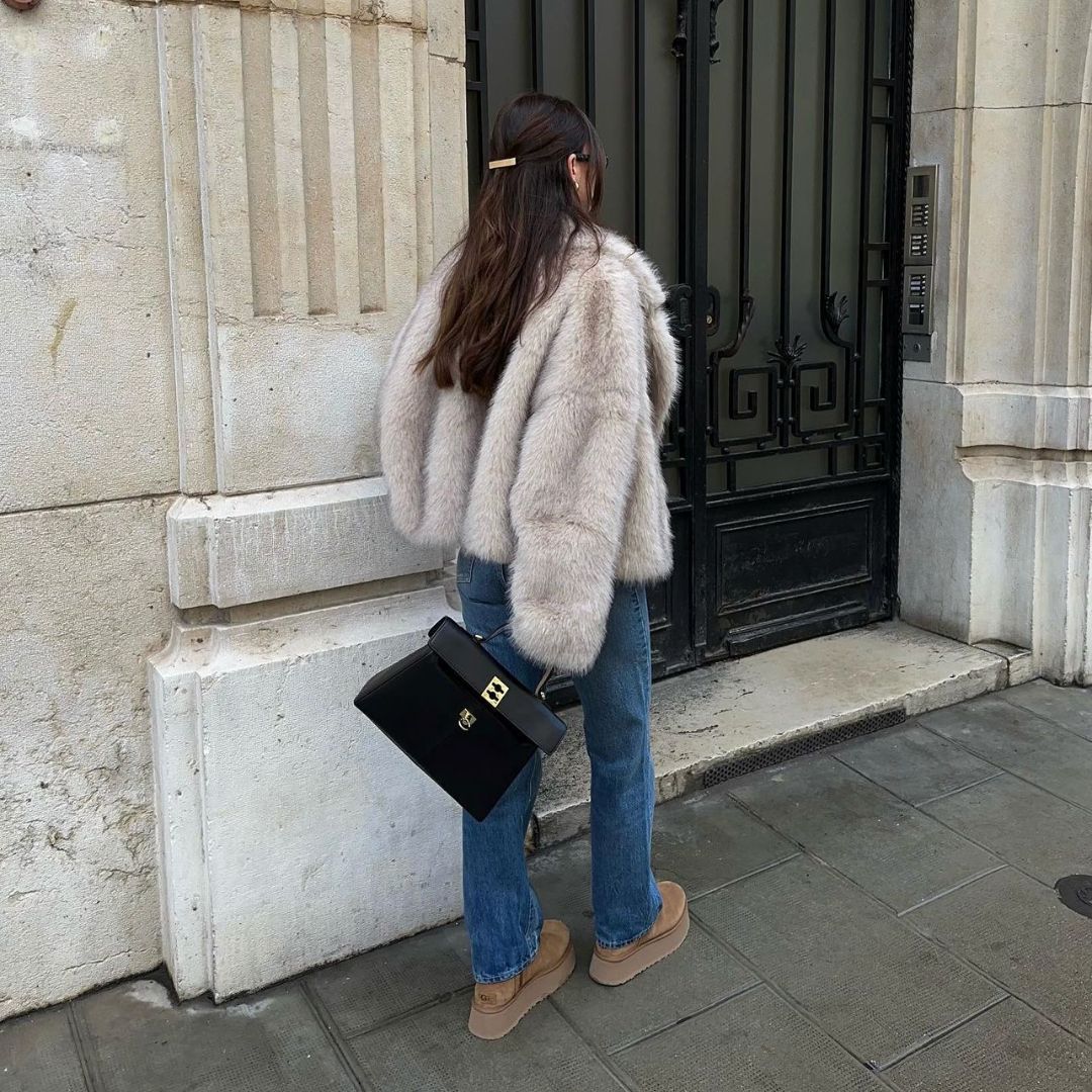 WW | Faux Fur Coat Luxurious Soft Texture Open Front Classic Lapel Collar
