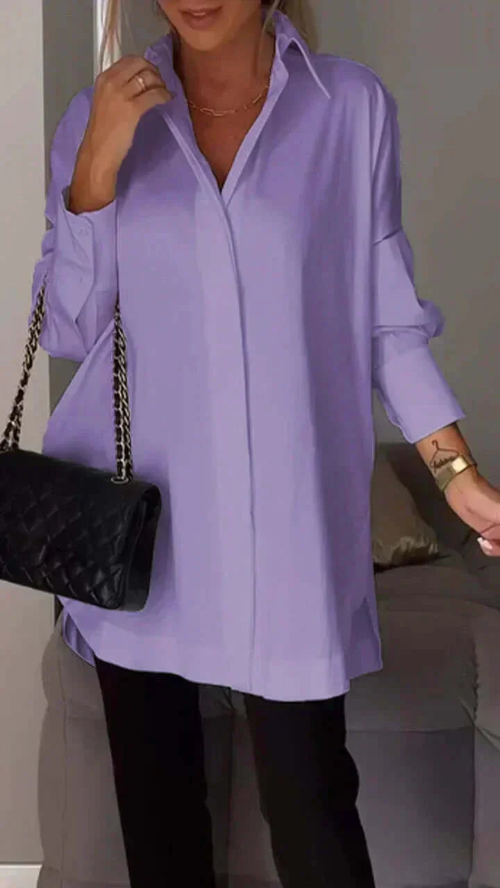 WW | Oversized Shirt Bluse mit gerollten Ärmeln