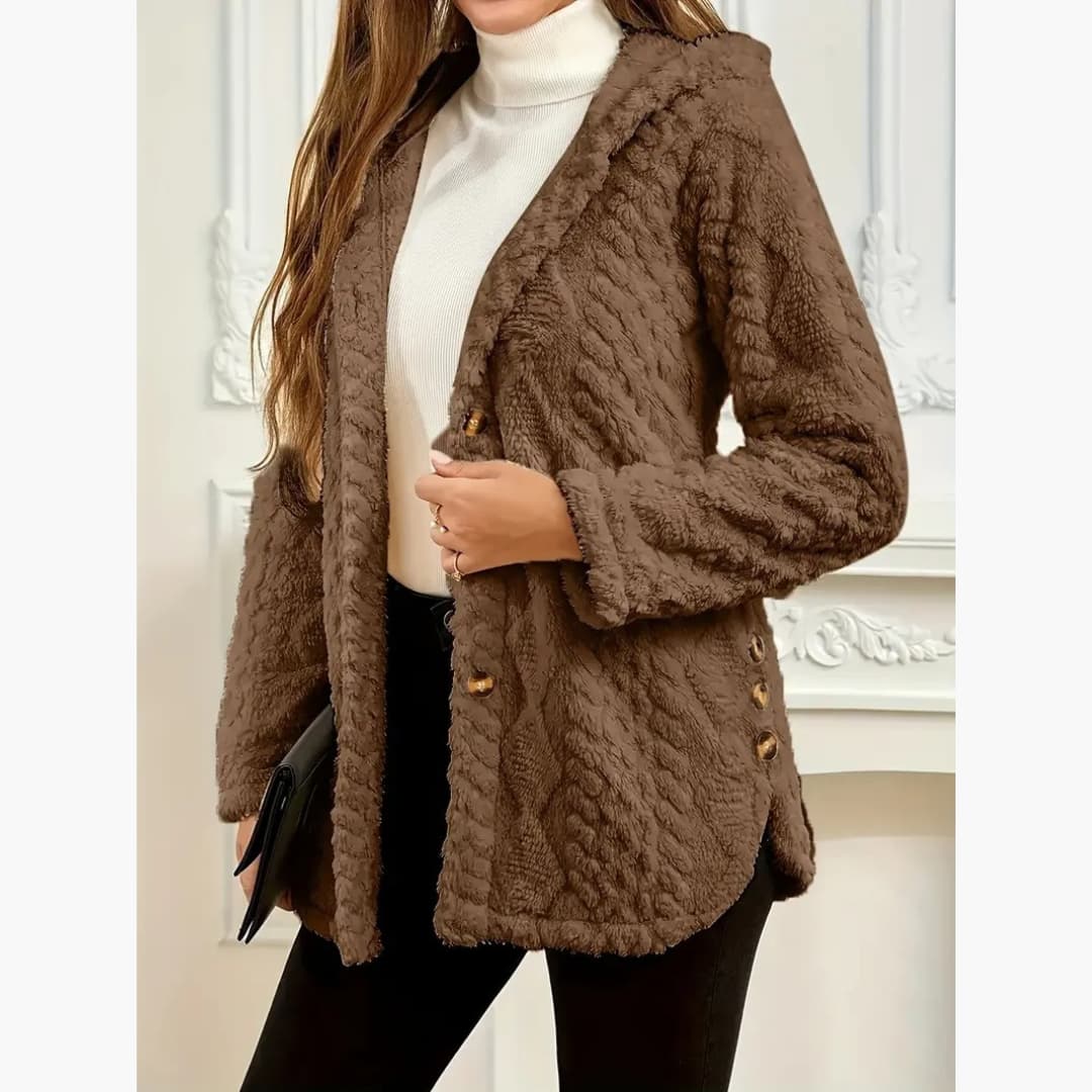 WW | Women's Cozy Hoodie with Teddy Pullover and Button Front