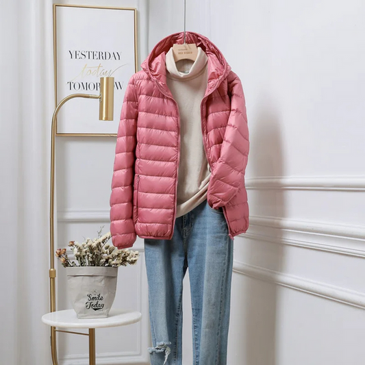 WW | Lightweight Puffer Jacket Hooded Zipper Casual Outerwear
