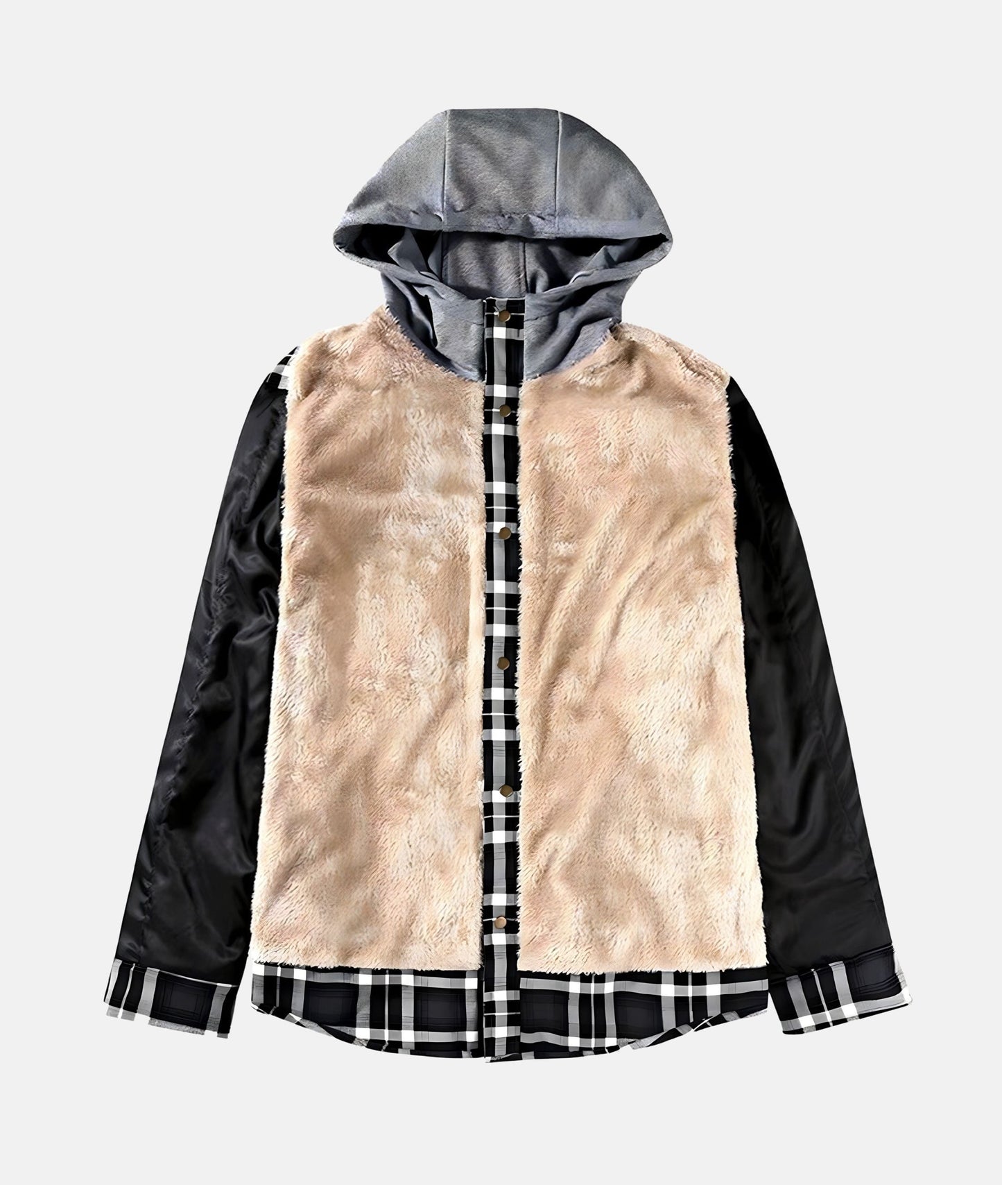 WW | Plaid Flannel Jacket with Hood and Faux Fur Lining