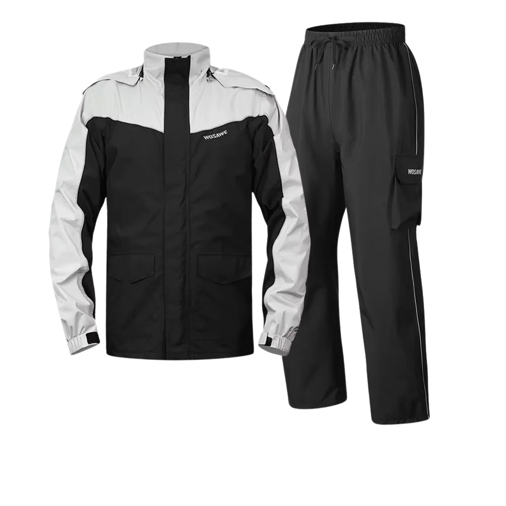 WW | Men's Waterproof Motorcycle Rain Jacket - Reflective Black/Green S-2XL