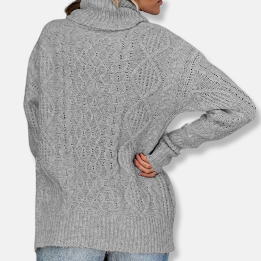WW | Rollkragenpullover - Kabelstrick Tunika-Längenpullover