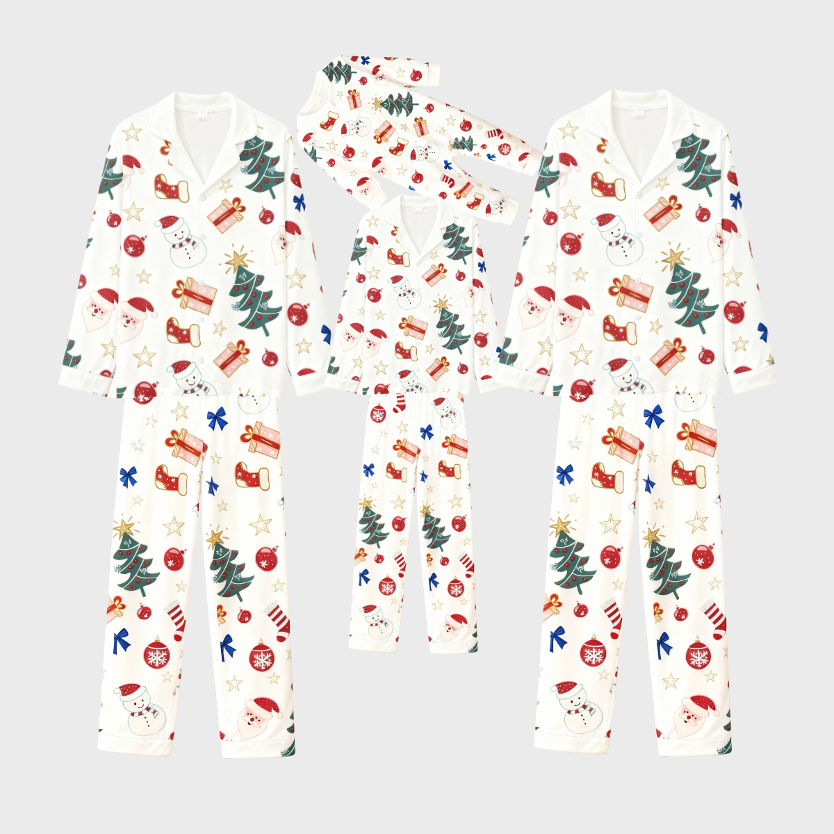 WW | Weihnachtskragen Button-Up Schlafanzug Set für die Familie