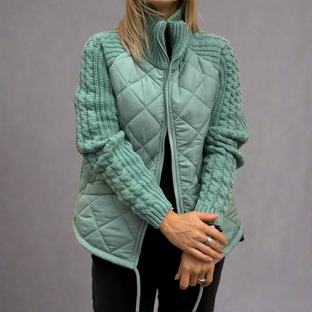 WW | Damen Gemütliche Gefütterte Jacke Mit Strickärmeln