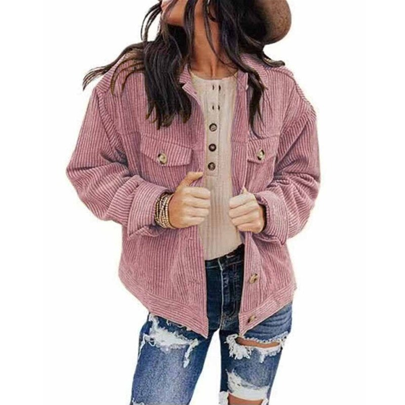 WW | Women's Cord Oversized Look Jacket With Buttons And Breast Pockets