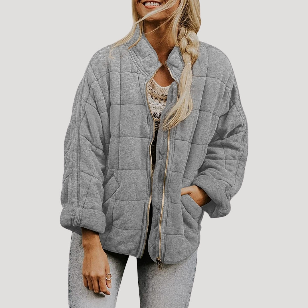 WW | Damen gesteppte oversized Reißverschluss Pufferjacke