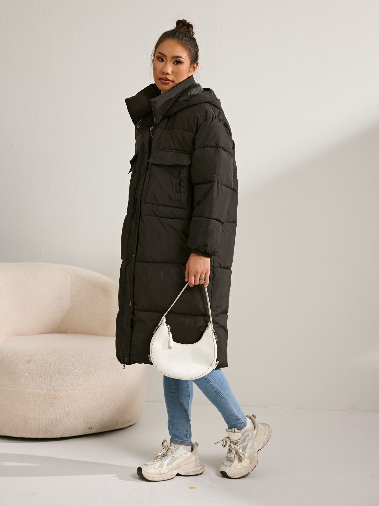 WW | Mid-Length Fleece Winter Jacket with Hood for Women - Perfect for Winter Days