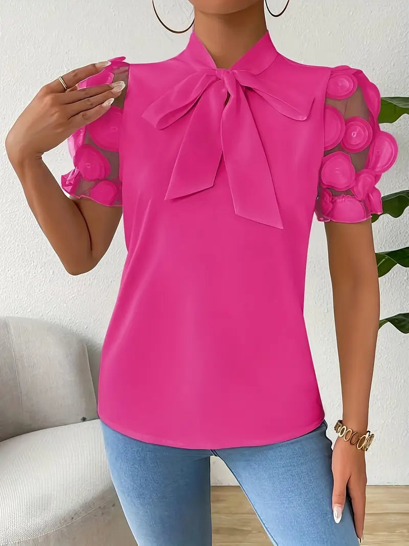 WW | Blouse with sheer puff sleeves